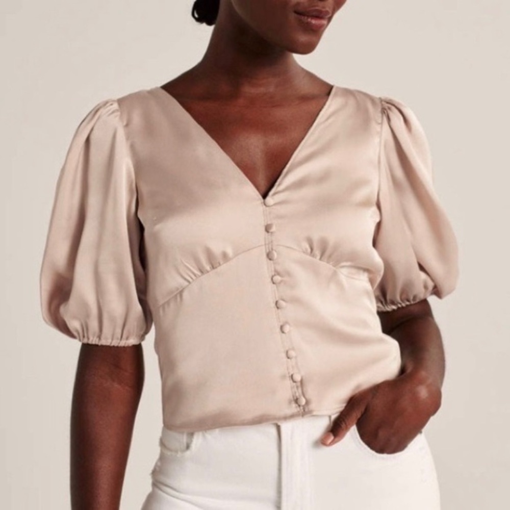 A&F satin bow top